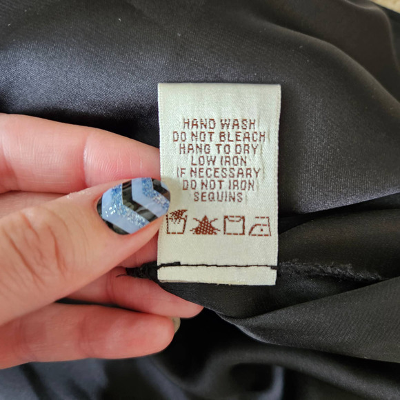 Max Studio Specialty Sz S Whimsigoth‎ Chic VTG Black Gold Halter Sequin Dress - Picture 12 of 13